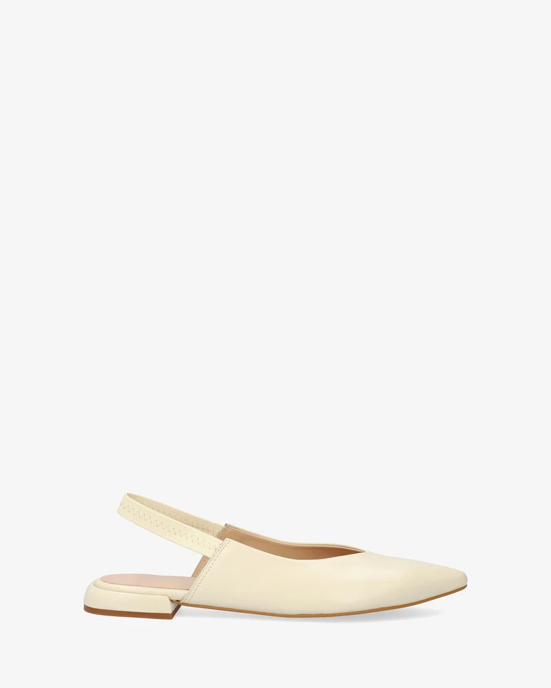Bailarina plana destalonada en piel beige